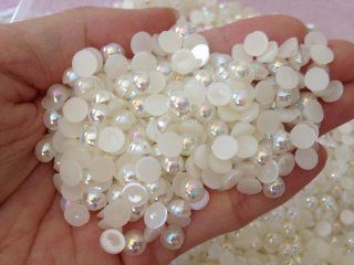 400pc 6mm Off White AB Flat Back Pearls Cabochons