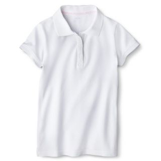 Cherokee Girls School Uniform Short Sleeve Pique Polo   True White M