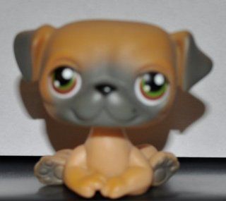 Pug #2 (Dog, Tan, Dark Grey Accents) Littlest Pet Shop 2004 (Retired) Collector Toy   LPS Collectible Replacement Single Figure Loose (OOP Out of Package) 