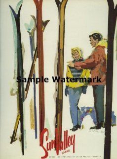 Sun Valley Is a Resort City in Blaine County in the Central Part of the U.s. State of Idaho Skiing Ski Winter Sport 12" X 16" Image Size Vintage Poster Reproduction   Prints