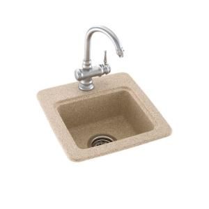 Swanstone Dual Mount Composite 15x15x6 1 Hole Bar Sink in Winter Wheat BS01515.060