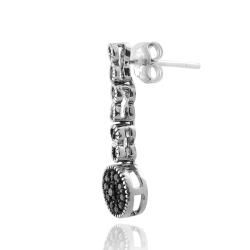 DB Designs Sterling Silver Black Diamond Accent Circle Drop Dangle Earrings DB Designs Diamond Earrings