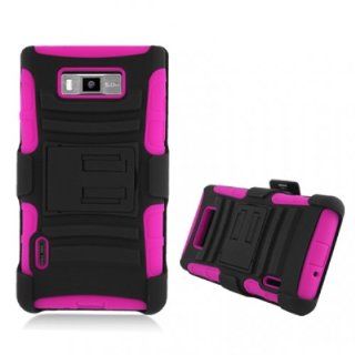 [Buy World] for Lg Venice/ Splendor Hot Pink Armor, w/ Black Belt Clip & Black Stand Cell Phones & Accessories
