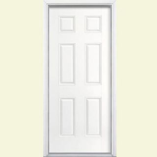 Masonite 6 Panel Painted Smooth Fiberglass Entry Door with Brickmold 49331