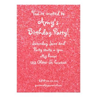 Light pink glitter birthday invitation