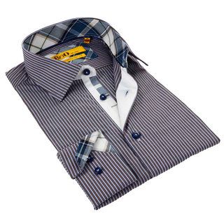 Brio Men's Striped Stitched Collar Shirt COOGI Casual Shirts