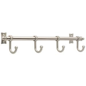 Liberty 19 in. Essick Hook Rail/Rack with 4 Decorative Hooks in Satin Nickel 137242
