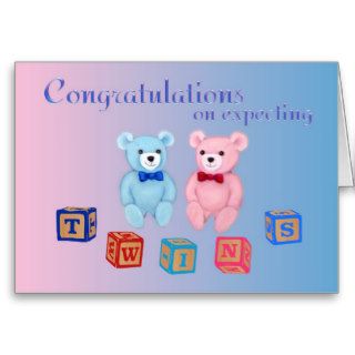 Congratulations on Expecting Fraternal Twins Greeting Cards