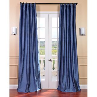 Signature Winter Blue Textured Silk 84 inch Curtain Panel EFF Curtains