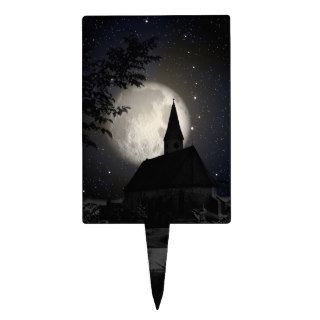 Gothic dark castle in the moon light cake toppers