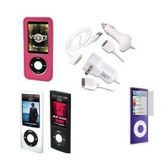 Premium Essential Accessory Bundle for iPod Nano 5th Generation Pink Leather Case, Black Silicon Skin Case, Clear Silicon Skin Case, Travel Ac Home Charger, Auto Dc Car Charger, High Speed USB Data Cable, Transparent Screen Protector   Players & A