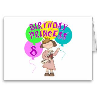 8th Birthday Princess Birthday Party Cards