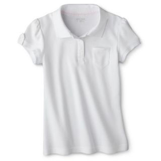 Cherokee Girls School Uniform Interlock Fashion Polo   White L