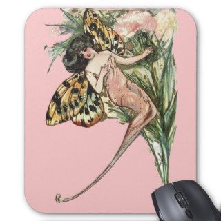 Vintage Art Nouveau Butterfly Fairy Mouse Pads