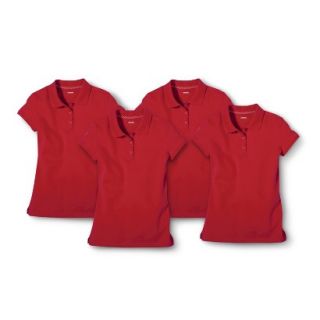 Cherokee Girls School Uniform 4 Pack Short Sleeve Pique Polo   Red Pop XS
