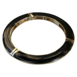 Slender Enamel and Gold Electroplated Stretch Bracelet   Black