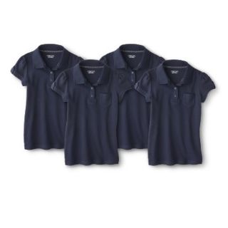 Cherokee Girls School Uniform 4 Pack Short Sleeve Interlock Polo   Xavier Navy