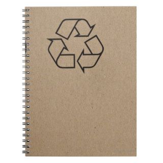 Sheet of cardboard with recycling logos spiral notebooks