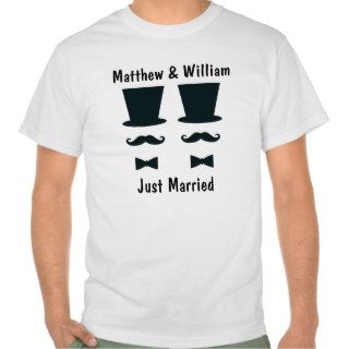 Mr and Mr Top Hat Mustache And Bow Tie Wedding Tees