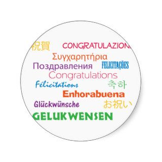 Congratulations in Many Languages Sticker