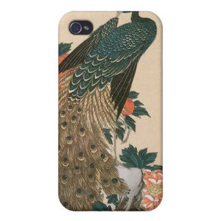 Peacock and Peonies by Hiroshige, Japanese Art iPhone 4 Covers