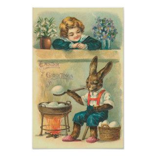 Bunny Boiling Easter Eggs Posters
