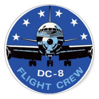 DC 8 Flight Crew Round Sticker