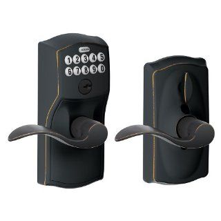 Schlage FE595VCAM716ACC Camelot Keypad Accent Lever Door Lock, Aged Bronze   Keyless Door Lock  