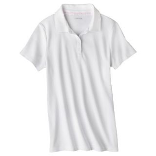 Cherokee Juniors School Uniform Short Sleeve Interlock Polo   True White L