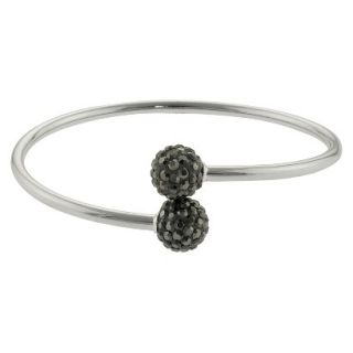 Womens Silver Plated Crystals bypass bangle   Grey/Silver