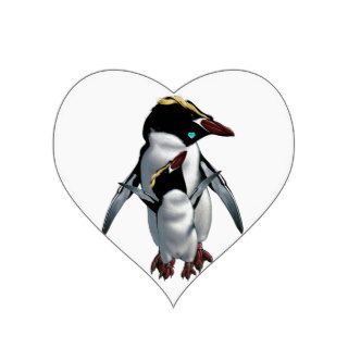 Baby and Mommy Penguin Heart Stickers