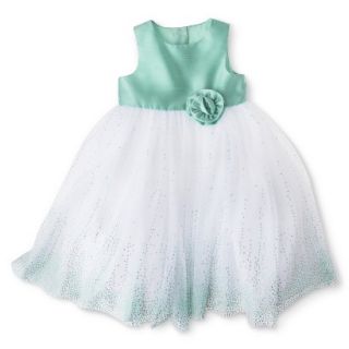 Cherokee Infant Toddler Girls Sleeveless Glitter Empire Dress   Aqua 5T