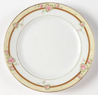 Noritake Bedford Salad Plate, Fine China Dinnerware   Pink Flowers,Cream Border