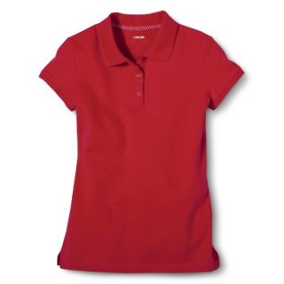 Cherokee Girls School Uniform Short Sleeve Pique Polo   Red Pop XS