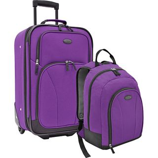 2 Piece Carry On Casual Luggage Set Purple   U.S. Traveler Luggage