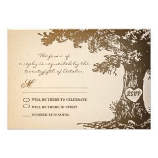 old tree vintage wedding rsvp design personalized invites