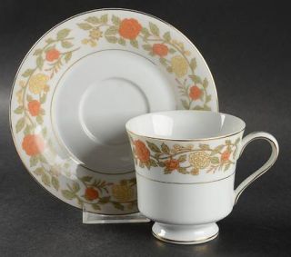 Royal M Mita Sheridan Footed Cup & Saucer Set, Fine China Dinnerware   Orange &