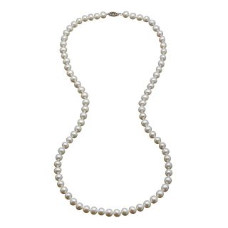 Certified Sofia 14K Gold Cultured 7 7.5mm Freshwater Pearl Strand Necklace 30,