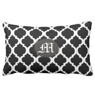 Black and white Moroccan lumbar Throw Pillow