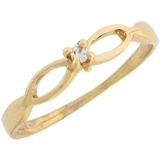 14k Yellow Gold with Dimond Petite Stylish Wave Band Baby Girls Ring Baby Rings For Girls Jewelry