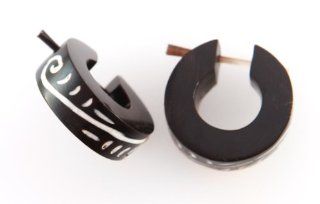598 Tribal Hoop Earrings w/ pick/ Organic / Silver Jewelry of Bali Jewelry