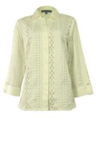 Women's Eyelet Evening Blouse Shirt (M, Pearl) Other Button Down Shirts