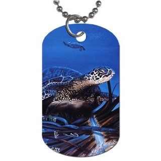 Sea Turtle Dog Tag with 30" chain necklace Great Gift Idea 