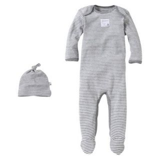 Burts Bees Baby Newborn Neutral Stripe Coverall and Hat Set   Grey 3 6 M