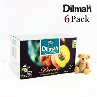 Peach Tea / Ceylon Black Tea with Peach Flavor   Dilmah Exotic Peach Flavored Tea (6 Packs Bonus Pack)  Grocery & Gourmet Food