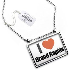 Necklace "I Love grand rapids" region Michigan, United States   Pendant with Chain   NEONBLOND NEONBLOND Necklace Jewelry