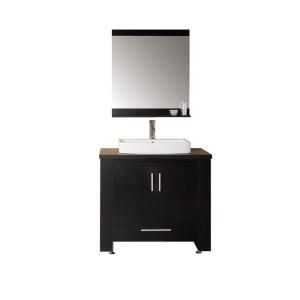 Design Element Washington 36 in. Single Vanity in Espresso with Veneer Laminate Vanity Top and Mirror in Black DEC083A