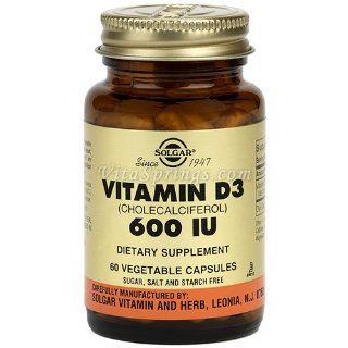 Solgar Vitamin D3 Cholecalciferol 600 IU Vegetable Capsules, 60 Count Health & Personal Care