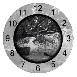 Black and White Tree Silhouette Wall Clock