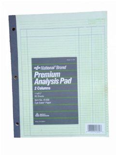 National Brand, 45 602, Premium Analysis Pad, 2 Columns, 11" x 8 1/2", 50 Sheets, Eye Ease Paper  Columnar Pads 